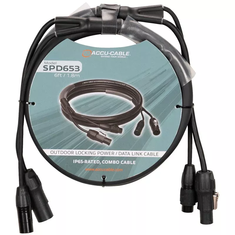 Accu-Cable SPD653, 6 Ft 5 Pin DMX and IP65 Link Cable