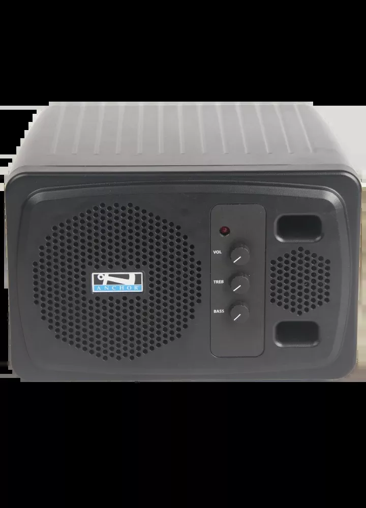 Anchor Audio AN-1000X System 1, AN-1000X Powered Speaker Monitor, and one wireless belt pack transmitter with headband microphone