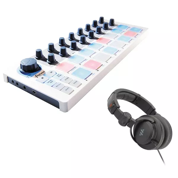 Arturia BeatStep USB/MIDI/CV Controller and Sequencer Bundle with Studio Monitor Headphones