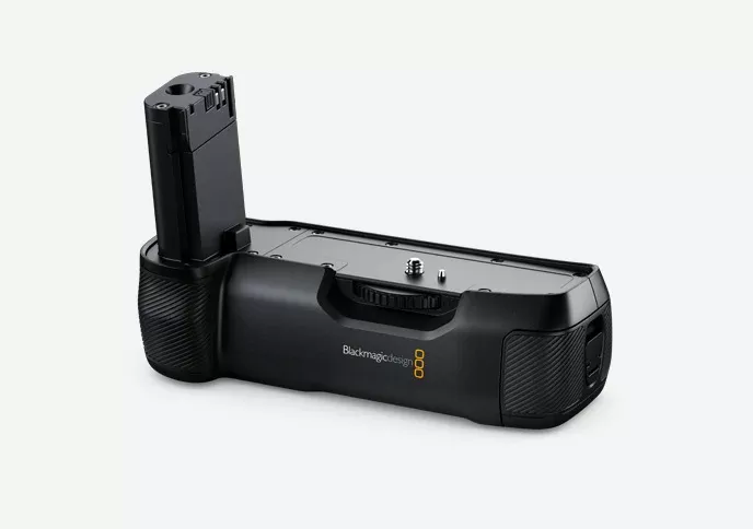 Blackmagic Pocket Camera Battery Grip, Battery extender and hand grip for Blackmagic Pocket Cinema Camera lets you shoot for over 2 hours on a single charge!