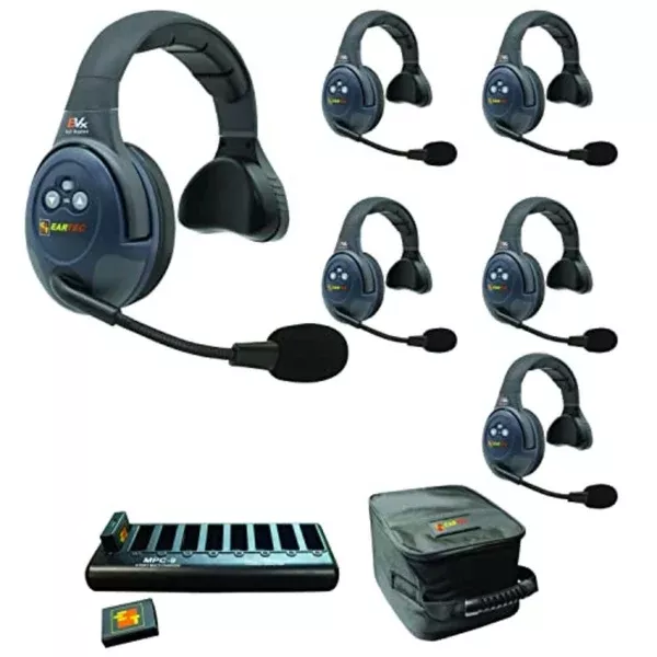 Eartec EVADE EVX6S Light-Industrial Full-Duplex Wireless Intercom System with 6 Single-Ear Headsets (2.4 GHz)
