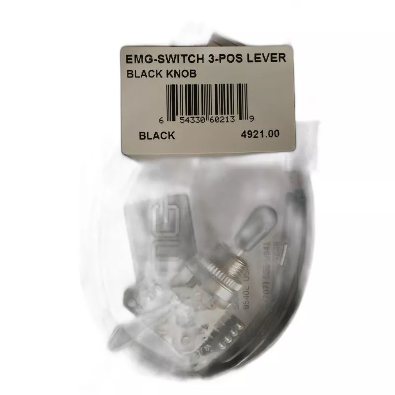 EMG Solderless Toggle Switch with Cables 3 Position Lever Black Knob B