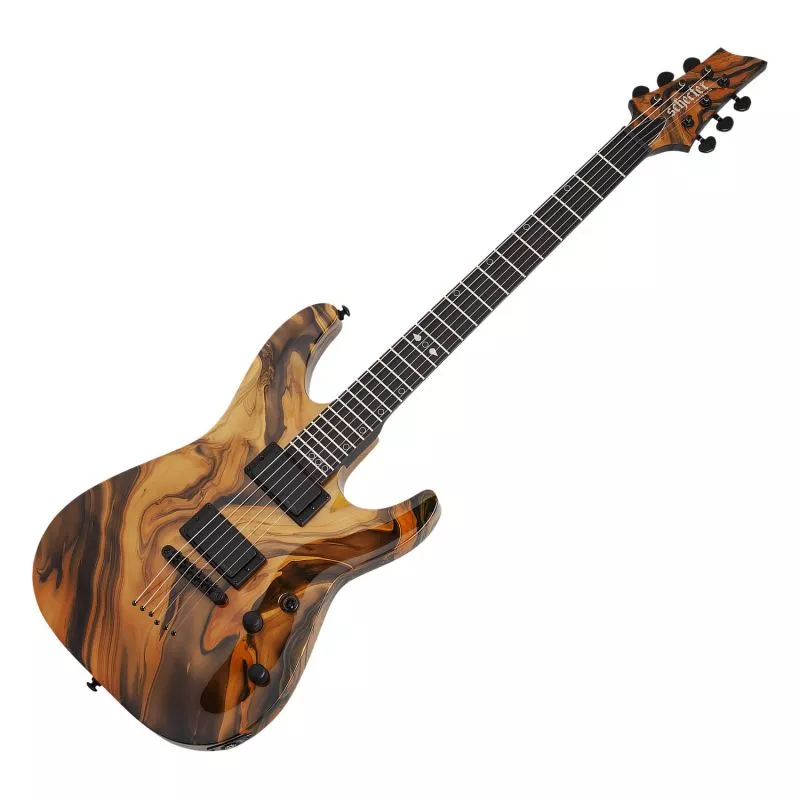 Schecter C-1 Hydro-dip guitar in Golden Eclipse