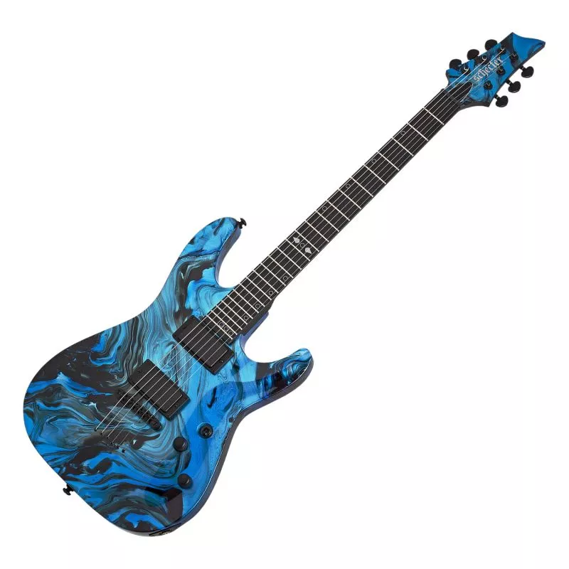Schecter C-1 Hydro-dip guitar in Midnight Tide