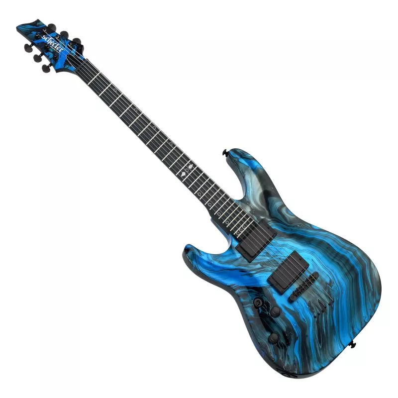 Schecter C-1 Hydro-dip LH guitar in Midnight Tide